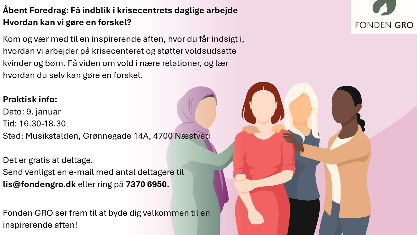 Åbent foredrag: Få indblik i krisecentrets daglige arbejde 09. januar kl. 16:30